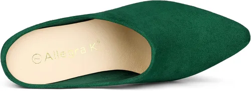 Vista 4 de Allegra K Sandalias de tacón de bloque para mujer con punta puntiaguda, negro y blanco