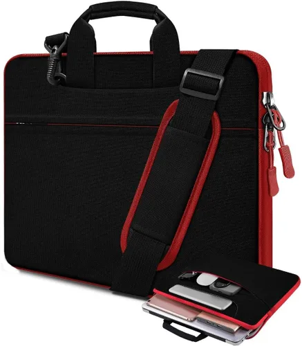 Vista 26 de Funda para laptop de 13.3 pulgadas con correa para el hombro, maletín delgado para computadora con correa compatible con MacBook Air/Pro 13/Pro 14