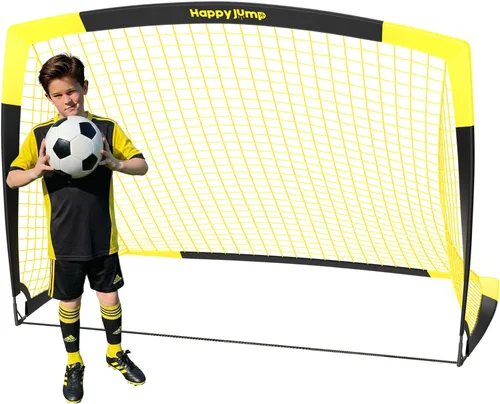 Vista 13 de Happy Jump Portable Soccer Goal 7x5 & 5x3.6 FT, Large-Frame Training Net Great for Kids Ages 6-14 Skill Development, Ideal for Backyard Park