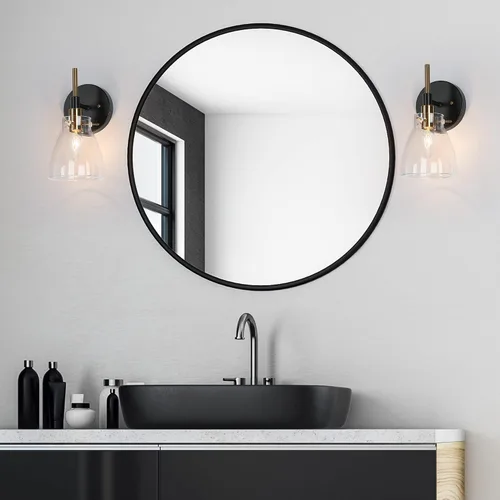 Vista 2 de ZEVNI Aplique de pared, apliques de pared de 1 luz, accesorios de pared de oro negro con pantalla de vidrio transparente de globo, 5 x 5.5 x 10 5 x