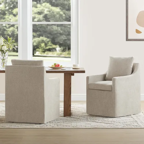 Vista 24 de KISLOT Upholstered Dining Chairs Set of 1 with Casters, Cream