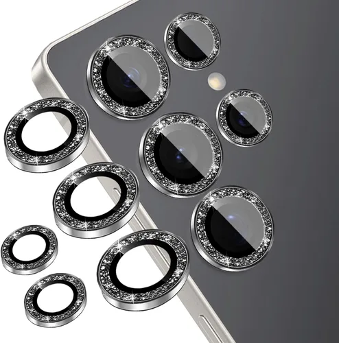 Vista 16 de Protector de lente de cámara compatible con iPhone 15 Plus y iPhone 15 (paquete de 4, 2 juegos), con purpurina brillante, funda de cámara