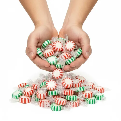 Vista 4 de SweetGourmet Navidad de menta verde y menta Starlight Arcor Hard Candy Bulk Twist Wrap 1 libra