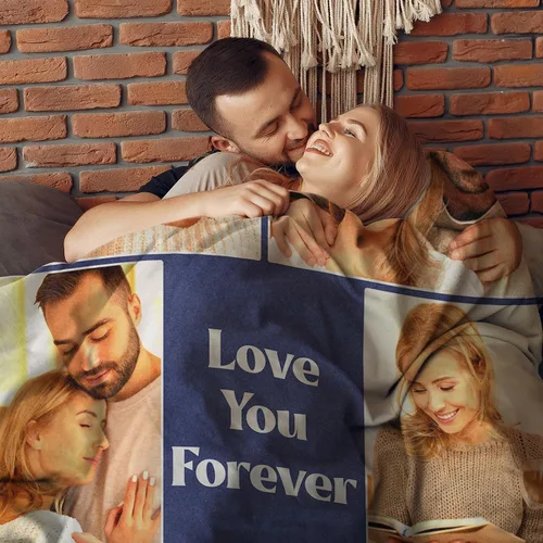 Vista 8 de Manta personalizada con texto de fotos, mantas personalizadas con imágenes, aniversario, cumpleaños, día de San Valentín, regalos de fotos