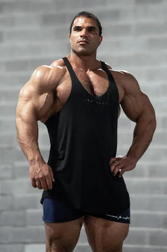 Vista 8 de Jed North Camiseta sin mangas para entrenamiento de culturismo profesional con espalda cruzada