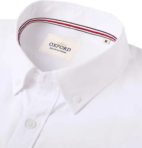 Vista 2 de Alimens & Gentle - Camisa Oxford lisa, de manga larga, con botones y bolsillo, para hombre