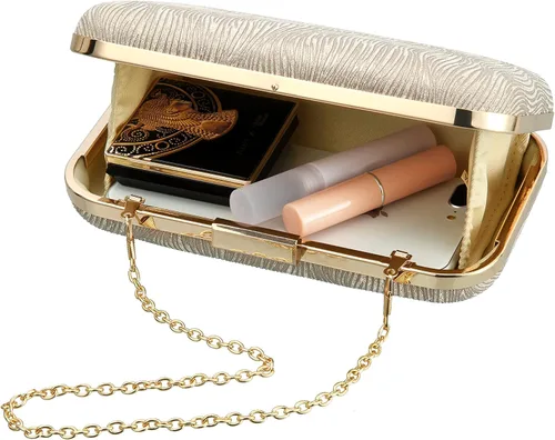 Vista 5 de Savatano Bolso de mano dorado para mujer, bolso de mano dorado, bolso cruzado de hombro, bolsa de boda, fiesta, novia, baile de graduación..