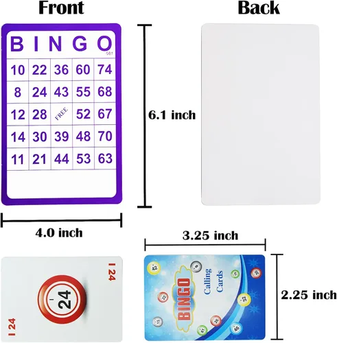 Vista 3 de Juego Completo de Bingo Yuanhe - 100 Tarjetas de Bingo, 1000 Fichas y Baraja de Tarjetas de Llamada para Familia, Grandes Grupos, Fiestas, Noches
