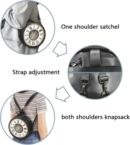 Vista 6 de Salabomia Bolsos redondos para mujer, bolsos cruzados redondos de piel sintética para mujer, bolso pequeño y duradero