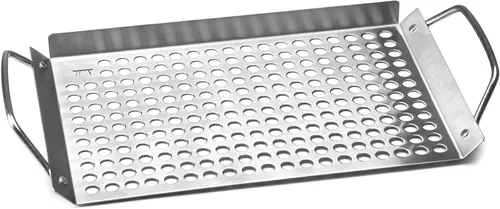 Vista 11 de Outset 76630 Rejilla superior de acero inoxidable para parrilla, juego de 2, 11"x7" y 11"x17" Stainless Steel Grill Toppers BBQ Veggie Grill