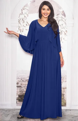 Vista 3 de KOH KOH Vestido largo de cóctel con cuello en V y mangas de murciélago para mujer