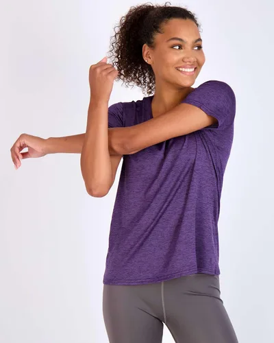 Vista 3 de Real Essentials - Paquete de 5 camisetas deportivas de tela Dry Fit Tech Stretch, de manga corta y cuello redondo, para mujer