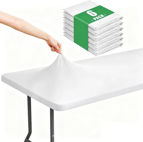 Vista 22 de Moosfor Paquete de 6 manteles cuadrados de elastano, manteles elásticos ajustables para pícnic, cubierta de mesa de patio elástica lavable para Negro