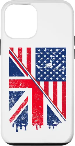 Vista 15 de Funda para iPhone 15 Union Jack y bandera estadounidense para expatriados británicos y estadounidenses