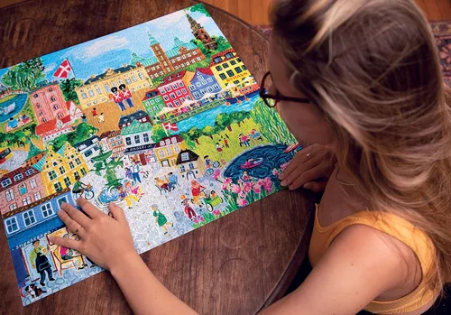 Vista 4 de eeBoo Rompecabezas de 1000 piezas, rompecabezas de Copenhague para adultos, cuadrado de 23 x 23 pulgadas, fabricado con tablero reciclado y tinta a