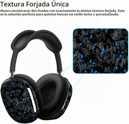 Vista 7 de MONOCARBON Funda de fibra de carbono real para AirPods Max (2024/2020), cubierta protectora de grado militar para auriculares Apple Max, único Azul