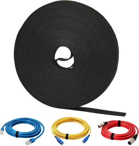 Vista 14 de Rollo de gancho y bucle de 100 pies x 1/2 pulgada, bridas de sujeción reutilizables, correas de cables multiusos para organizar el hogar, la oficina