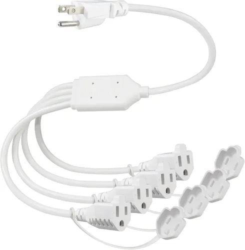 Vista 8 de Cable divisor de alimentación de 4 tomas, adaptador de enchufe múltiple de 3 clavijas de 1 a 4 vías, macho a hembra, cable de extensión estilo Y