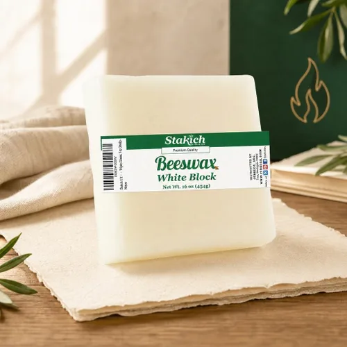 Vista 2 de Stakich Bloque de cera de abeja blanca, natural, grado cosmético, 1 libra