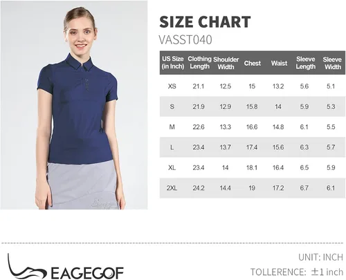 Vista 3 de EAGEGOF Camisa de manga corta para mujer polo de golf ajuste estándar