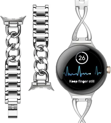 Vista 7 de Paquete de 4 conectores de correa de reloj compatibles con adaptador de reloj Google Pixel Watch 2, adaptador de conector reemplazable de metal