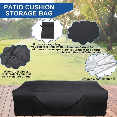 Vista 3 de Silkfly 2 bolsas de almacenamiento para cojines de patio de 68 pulgadas de largo x 30 pulgadas de ancho x 20 pulgadas de alto, bolsa