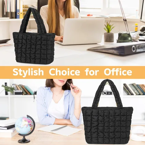 Vista 7 de CAMTOP Lonchera para mujeres y niñas, con aislamiento, bonita bolsa de almuerzo, bolsa enfriadora para trabajo, viajes, picnic (negro)