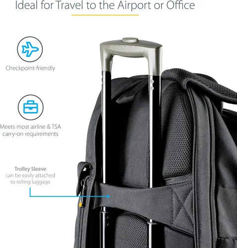 Vista 6 de StarTech.com Mochila ergonómica unisex para computadora con funda extraíble para accesorios, bolsillos para computadora portátil/tableta, nailon