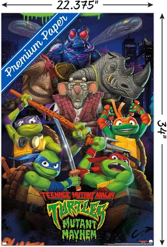 Vista 3 de Trends International Teenage Mutant Ninja Turtles: Mutant Mayhem - Póster de pared grupal, 34 pulgadas de largo x 22.4 W, versión premium sin marco