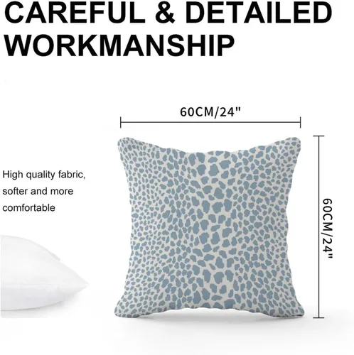Vista 3 de Funda de almohada con estampado de leopardo y guepardo azul claro, funda de cojín a rayas de animales africanos, funda de almohada rústica