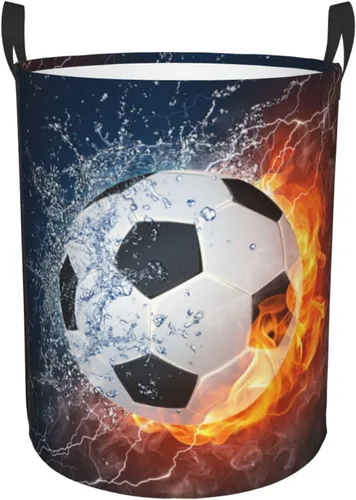 Vista 11 de Balón de béisbol deportivo en fuego y agua, cesta redonda para lavandería, cesta de almacenamiento, juguetes, organizador de ropa, contenedor