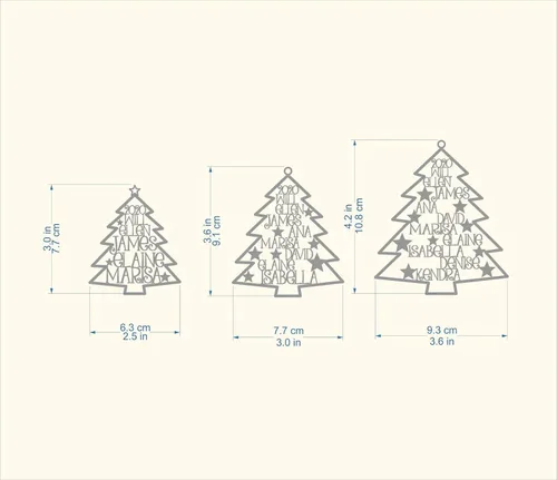Vista 3 de Adorno personalizado para árbol de Navidad 2025, nombres cortados con láser, miembros de la familia, acero inoxidable, decoraciones de Navidad