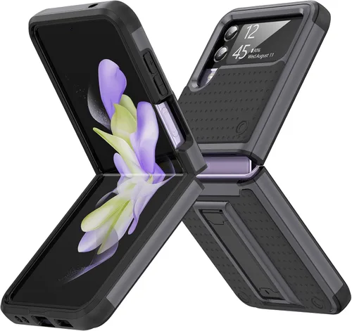 Vista 25 de Jeylly Funda para Samsung Z Flip 3, Z Flip 4, de grado militar, a prueba de golpes, con soporte estable, protección de bisagra, cubierta resistente