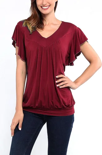 Vista 3 de Helloacc, camisa con mangas cortas con volado, holgada, cuello en V