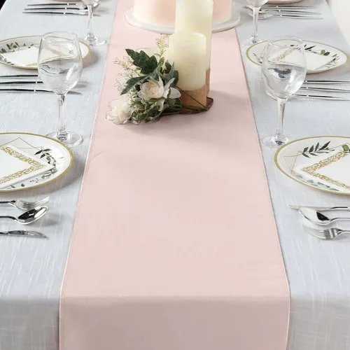 Vista 29 de Efavormart - Camino de mesa de poliéster de alta calidad azul claro para bodas, fiestas de cumpleaños, banquetes, decoración, ajuste rectangular