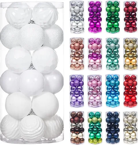 Vista 73 de XmasExp Juego de 24 mini esferas de Navidad inastillables para bolas de árbol de Navidad, 1.18 pulgadas (negro)