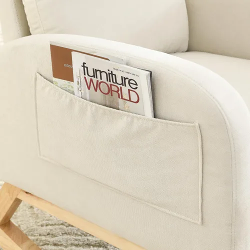 Vista 7 de Nursery Rocking Chair Teddy Modern Upholstered Glider Rocker Rocking Accent Chairs with Two Side Pocket ＆ High Backrest Comfy Reading Chair for Beige