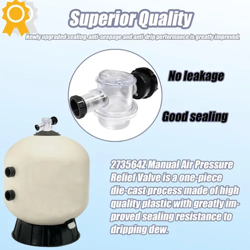 Vista 6 de 273564Z - Válvula manual de alivio de aire, 273564Z, compatible con Pentair para Triton II, Triton C, TR100C y TR140C, filtros de arena de spa