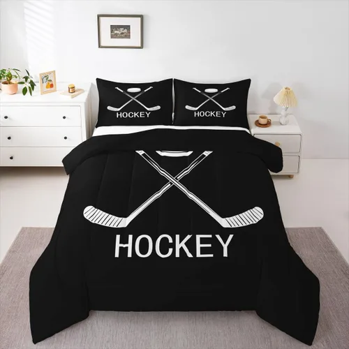Vista 10 de Erosebridal Edredón de plumón de hockey sobre hielo, juego de edredón de jugador de hockey para adolescentes, niños y hombres, juego de ropa de cama