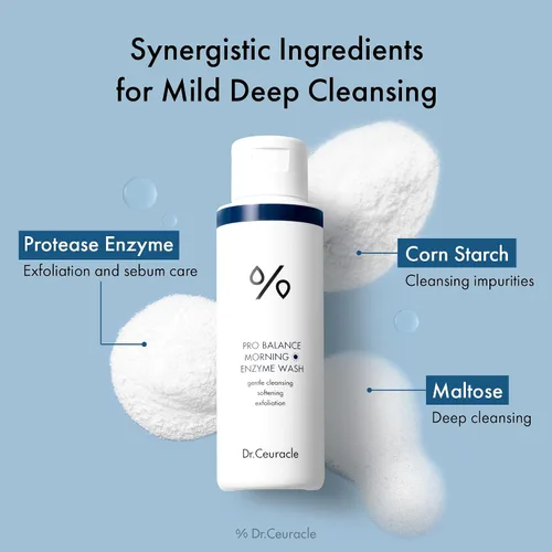 Vista 3 de Dr.Ceuracle Pro Balance Enzyme Powder Face Wash - Jabón facial de enzima natural coreano de día y noche para limpieza profunda de poros, eliminación