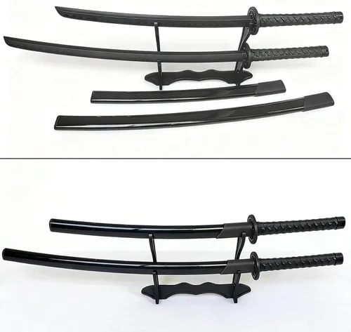 Vista 3 de 2PCS Polypropylene Plastic Training Martial Sword，Black Practice Katana Sword with Sheath，Training Katana for Practice，with Belt and Stand