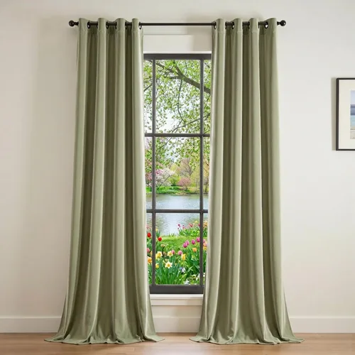 Vista 35 de Lazzzy Cortina opaca de terciopelo azul con aislamiento térmico para dormitorio, sala de estar, oscurecimiento de privacidad, cortinas de terciopelo