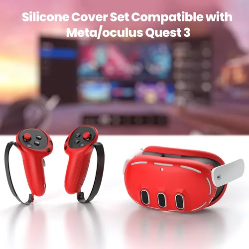 Vista 6 de Funda protectora de silicona compatible con MetaQuest 3, cubierta de agarre para controlador de realidad virtual, cubierta de carcasa de realidad