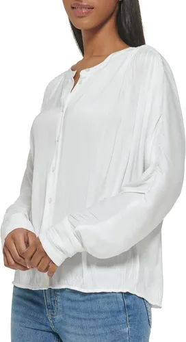 Vista 2 de Calvin Klein Blusa de mujer con puños anchos y parte delantera fruncida
