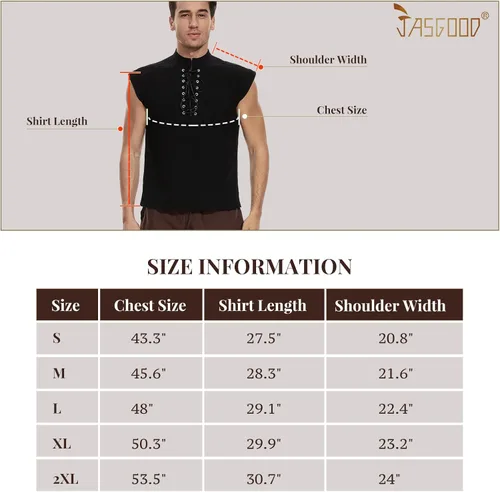 Vista 6 de JASGOOD Chaleco medieval renacentista gótico steampunk para hombre, disfraz de pirata