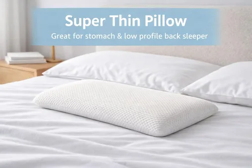 Vista 5 de DLIGHT BD Almohada ultra delgada de espuma viscoelástica con infusión de gel para dormir de 2.7 pulgadas, diseño ultrafino y plano para personas que
