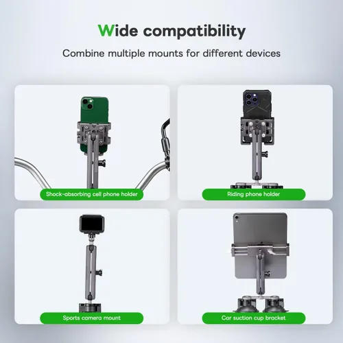 Vista 14 de FANAUE Brazo de doble enchufe de aleación de aluminio, adaptadores de bola antirrobo de 1 pulgada compatibles con soportes RAM, cabeza de bola