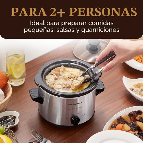 Vista 3 de MaxiMatic Elite Gourmet olla de cocción lenta de 1.5 qt, Plateado Tapa de cristal ajustable apta para lavavajillas, ideal para entradas, salsas