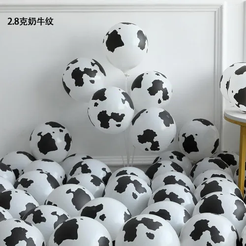 Vista 3 de Kit de arco de guirnalda de globos de vaca, 145 globos azules y marrones con estampado de vaca, globo de látex para cumpleaños, baby shower, granja
