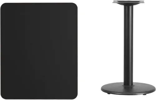 Vista 3 de Flash Furniture Mesa rectangular laminada negra de 24 x 30 pulgadas con base de altura de mesa redonda de 18 pulgadas